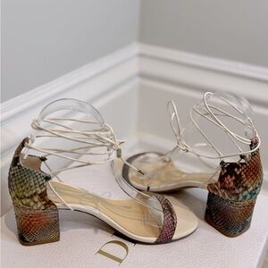 Stunning Real Multicolour And White Python & Leather Sandals By Alexandre Birman